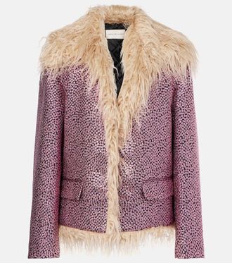 Dries Van Noten Faux fur-trimmed embellished jacket