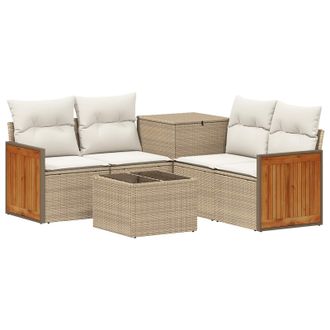 vidaXL Set Di Divani 6 Pz Beige E Bianco Crema Vidaxl