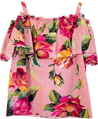 Dolce & Gabbana Pink Floral Bardot Blouse Size L