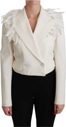 Dolce & Gabbana Witte Wol Dubbel Breasted Jas - Dames - Blazers - Wit - S - Wol - Jassen