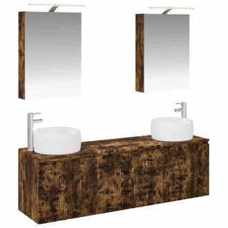 vidaXL Juego De Muebles De Ba&ntilde;o 5 Pcs Roble Ahumado Vidaxl