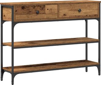 vidaXL Mesa Consola con cajón Madera vieja 100 x 25 x 75 cm Vidaxl