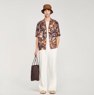 Sandro Loose-fit print shark collar shirt