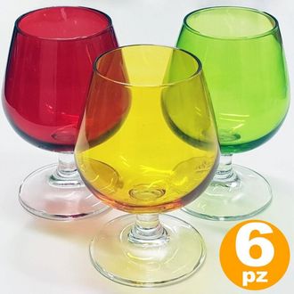 Trade Shop Trade Shop - Set 6 Bicchieri Globo Sweet Colorati Vetro Bevanda Liquore Distillati Cicchetti