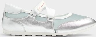 Marni Womens Silver leather soccer ballet flat sneaker