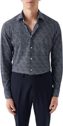 Eton Slim Fit Paisley 4Flex Fit Stretch Jersey Dress Shirt in Dark Blue at Nordstrom Rack, Size 17.75