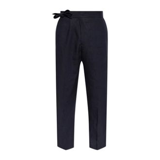 Paul Smith Straight Trousers, male, Blue, Size: W34 Linen crease-front trousers