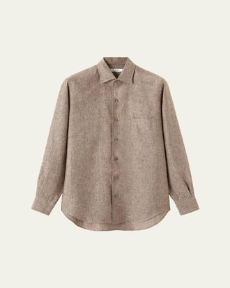 Loro Piana Mens Andre Long-Sleeve Linen Shirt