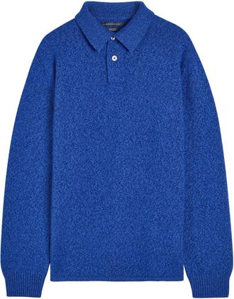 Begg x Co Player Melange Cashmere Polo Jumper - Blue - XL