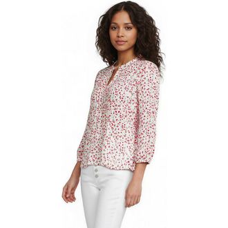 Lands End Lightweight Jersey Button Pintuck Top in White Floral Strawberries at Nordstrom, Size X-Small