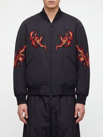 Yohji Yamamoto Black Nylon Bomber Jacket with Contrast Logo on the Back