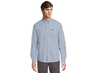 Rvca Thatll Do Stretch Long Sleeve Woven Mens Jacket Oxford Blue : 2XL, Cotton/Elastane/Polyester