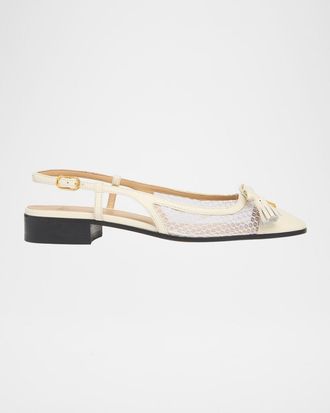 Valentino Garavani 25mm VLogo Signature Valet Mesh and Leather Ballerina Flats