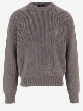 Giorgio Armani Virgin Wool Sweater with Ribbed Detailing