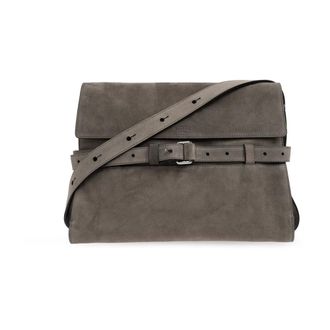 Moschino Tie Me Suede Tas - Heren - Tassen - Grijs - Maat: ONE Size Su&egrave;de
