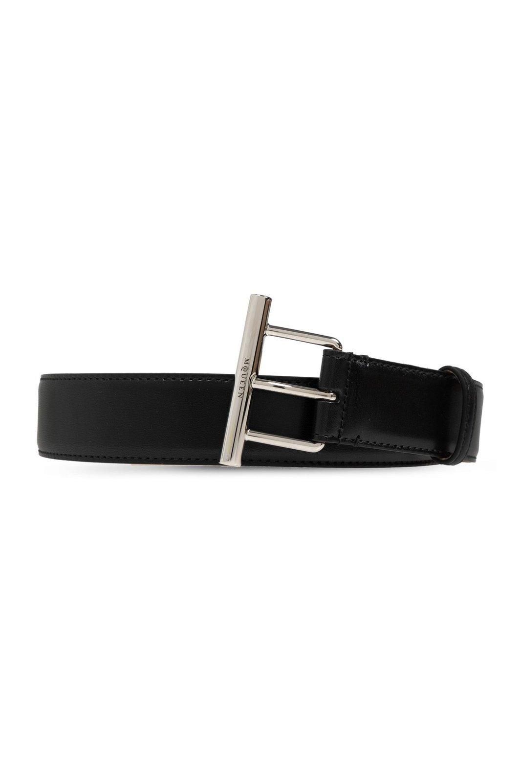 【送料&関税込】Alexander McQueen T-bar Buckled Logo Engrave Alexander McQueen T-bar Buckled Logo Engraved Belt from