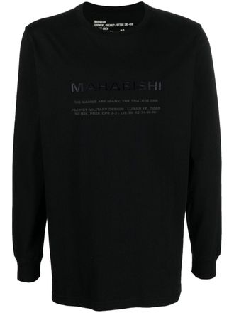 maharishi logo-print long-sleeve T-shirt - men - Organic Cotton - S - Black