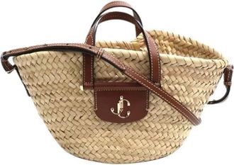 Jimmy Choo London Pre-owned Tote Bags, female, Beige, Size: ONE SIZE Pre-owned Raffia Tote Bag