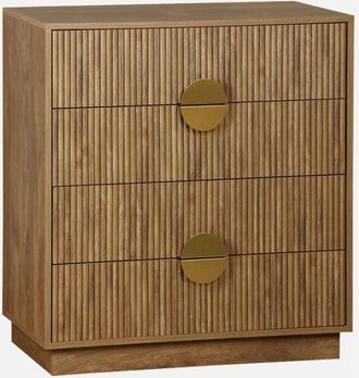 Sweeek Cómoda de 4 cajones con ranuras efecto madera de mango