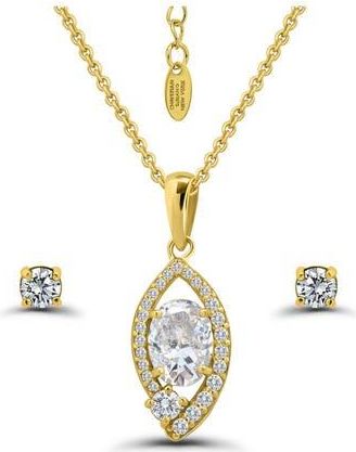 Christian Siriano Cubic Zirconia Oval Pendant Necklace & Stud Earrings Set in Gold at Nordstrom Rack