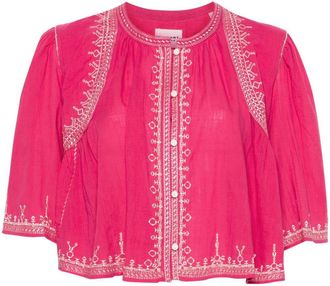 Isabel Marant Perkins embroidered-detailing blouse - women - Cotton/Polyester - 40 - Pink