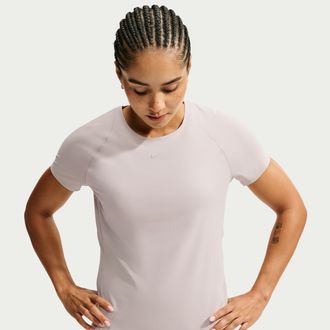 Nike Womens Universa Dri-FIT Short-Sleeve Top in Brown | IO9960-236