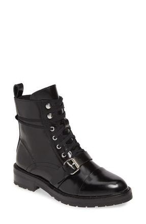 AllSaints Donita Combat Boot in Black Leather at Nordstrom Rack, Size 8