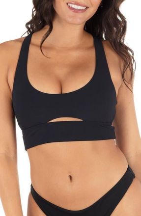 Hurley Longline Strappy Bikini Top in Black at Nordstrom, Size X-Small