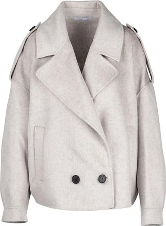 Liviana Conti Dubbele-breasted jas - Dames - Mantel - Beige - M - Jassen