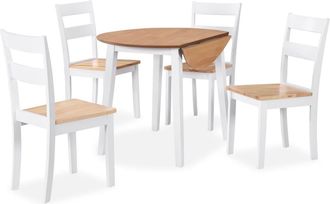 Nortene Nortene - Juego De Comedor De Mdf Y Madera De Caucho 5 Piezas Blanco Vidaxl