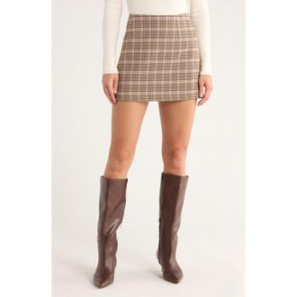 French Connection Check Plaid Patch Pocket Miniskirt in Pink/Camel at Nordstrom Rack, Size X-Small