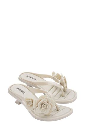 Melissa Petals Kitten Heel Flip Flop in Beige at Nordstrom, Size 10