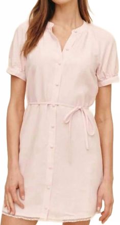 Bella Dahl Short Sleeve Linen Dress In Pink