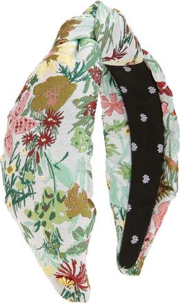 Lele Sadoughi Knotted Floral Brocade Headband in Floral Mint at Nordstrom