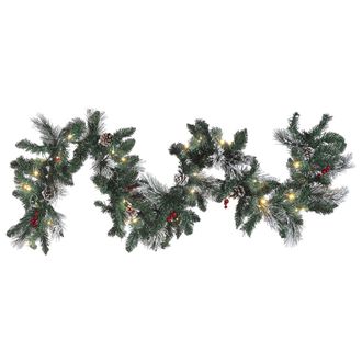 Beliani Beliani - Guirnalda Led Verde Blanco 180 Cm Material Sint&eacute;tico Navidad Pi&ntilde;as Bayas Wapta