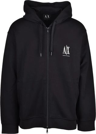 A|X Armani Exchange Black Stretch Cotton Zip Hooded Sweatshirt