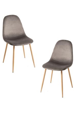 Regalos Miguel Packs Sillas Comedor - Pack 2 Sillas Teok Terciopelo - Gris Oscuro