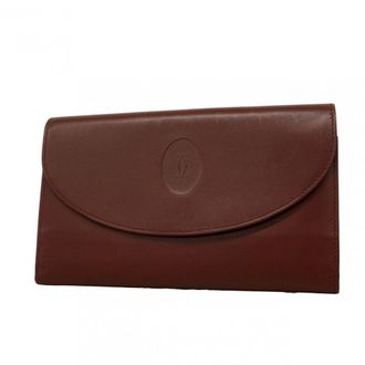 Cartier Bordeaux Leather Long Wallet (Tri-Fold) (Pre-Owned)