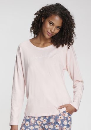Vivance Pyjamaoberteil VIVANCE DREAMS, Damen, Gr. 32/34, rosa, Single Jersey, Obermaterial: 50% Baumwolle, 50% Viskose, unifarben, Basic, Basic, Rundhals, Shi