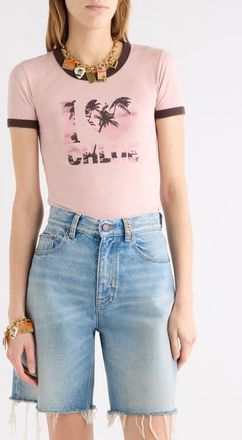 Chlo&eacute; I Love Chloe Cotton Ringer Graphic T-Shirt in Desert Rose at Nordstrom, Size X-Small