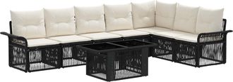 vidaXL Conjunto De Sof&aacute;s De Jard&iacute;n 8 Uds. Negro Y Blanco Crema Vidaxl