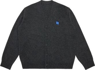 Ader Error logo-patch button cardigan - unisex - Cotton/Wool - L - Grey