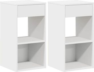 vidaXL Bedside Cabinets with Drawer 2 pcs White 35x34x66.5 cm Vidaxl