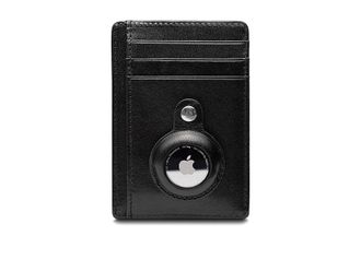 Bosca Old Leather - Airtag Seven-Pocket ID Card Case Mens Wallet Handbags Black, Leather/Nylon