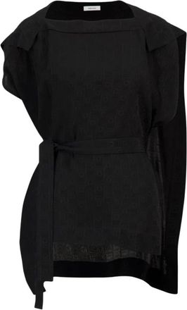 Ferragamo Zijden Blouse met Taille Detail - Dames - Blouses - Zwart - XS - Overhemden