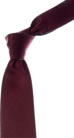 Canali Burgundy Stripe/Solid Reversible Silk Tie