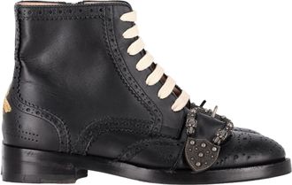 Gucci Pre-owned Womens Queercore Brogue Wingtip Boots in Black Leather - Size EU 35