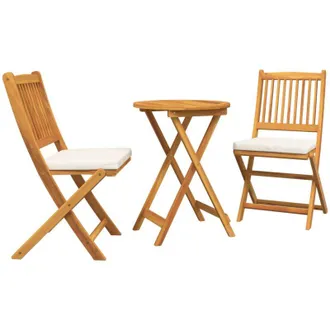vidaXL Juego Bistro De Jard&iacute;n 3 Pcs Marr&oacute;n Madera Maciza De Acacia Vidaxl