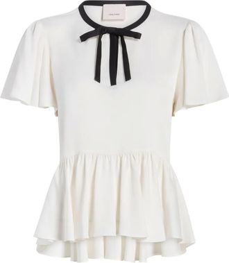 Cinq &agrave; Sept Top Heloise con ruches - Bianco