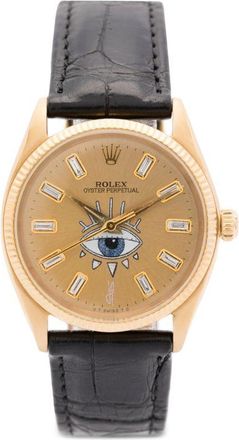 Jacquie Aiche Customised Day Date 36mm - Womens - Sapphire Glass/Crocodile Leather/18kt Yellow Gold